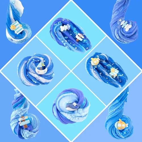 LAWOHO Blue Ocean Slime Kit 360ml (12.17 Fl Oz) | ASTM-Tested Non-Toxic Butter Cloud Crystal Slime thumbnail 8