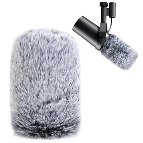 YOUSHARES Gray Furry Windscreen Muff for Shure SM7B Microphones | Reduces Plosives & Wind Noise thumbnail 1