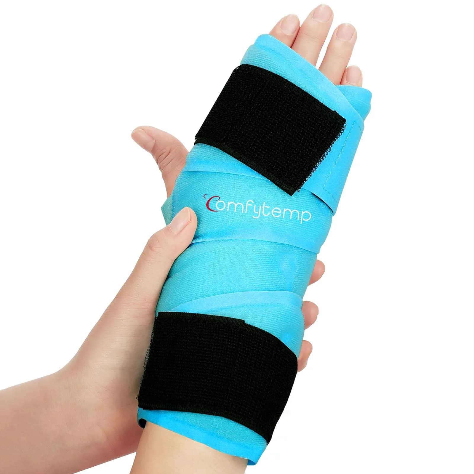 Comfytemp Wrist Ice Pack Wrap for Carpal Tunnel Relief 20"x4" Black | Reusable Gel Cold Pack for Hand & Wrist — Sky Blue / 33"x3.7"
