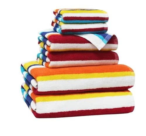 ORIGINAL KIDS 6 Piece Cabana Stripe Cotton Towel Set | 450 GSM Quick-Dry Absorbent thumbnail 1