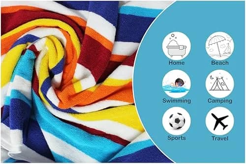 ORIGINAL KIDS 6 Piece Cabana Stripe Cotton Towel Set | 450 GSM Quick-Dry Absorbent thumbnail 4