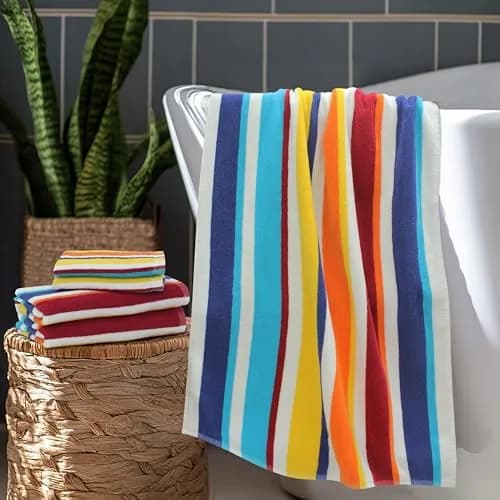 ORIGINAL KIDS 6 Piece Cabana Stripe Cotton Towel Set | 450 GSM Quick-Dry Absorbent thumbnail 2