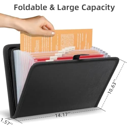 Huolewa Fireproof Accordion File Organizer with 13 Pockets | Waterproof Flame Retardant Document Folder thumbnail 3