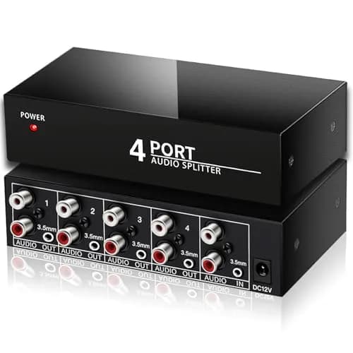 FlyroadUp 3.5mm Aux RCA L/R Audio Splitter 1 in 4 Out | Reliable Home Audio Distributor thumbnail 1