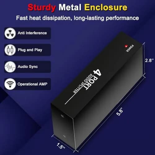 FlyroadUp 3.5mm Aux RCA L/R Audio Splitter 1 in 4 Out | Reliable Home Audio Distributor thumbnail 6