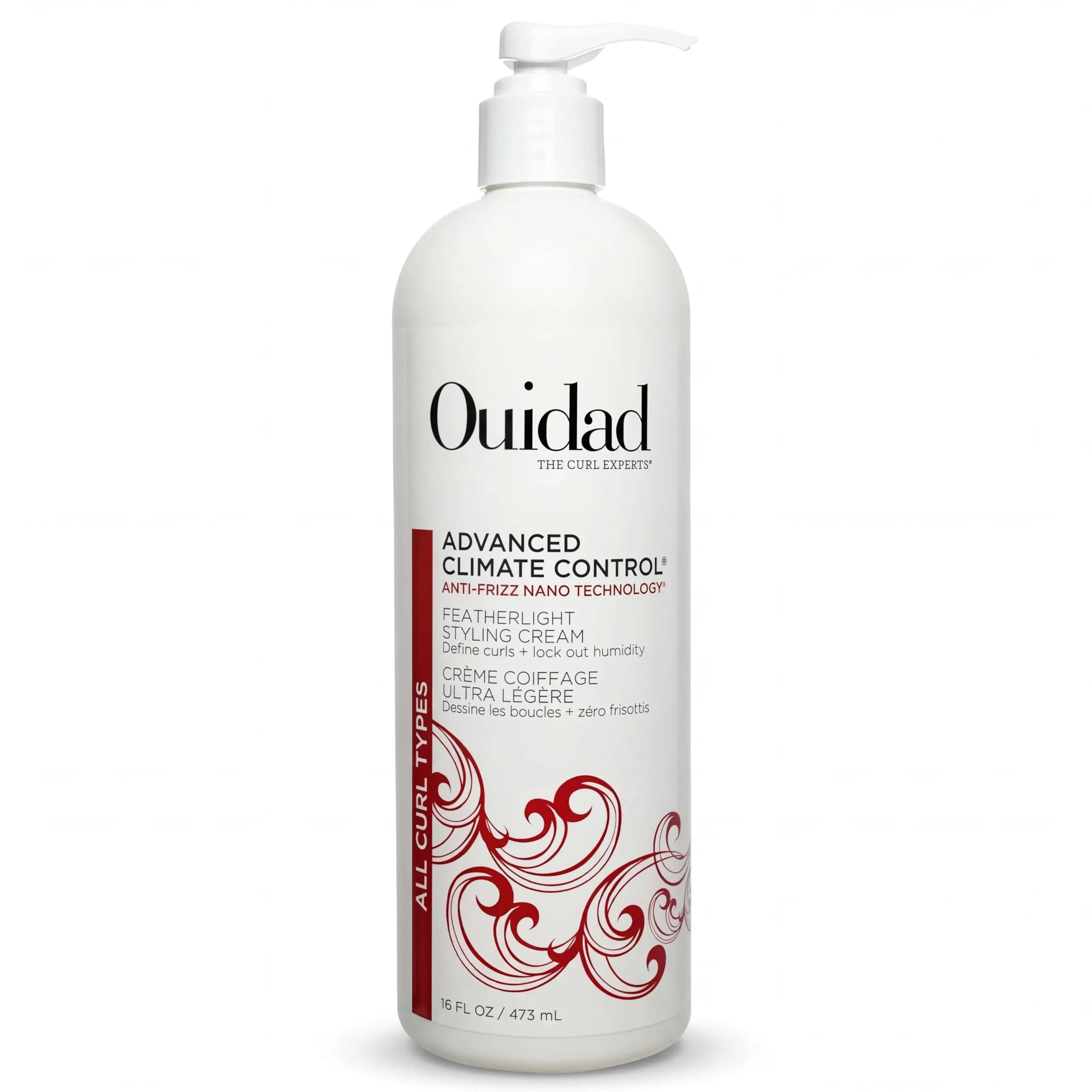 Ouidad Advanced Climate Control Featherlight Styling Cream, 16 Fl Oz | Soft Hold for Curly Hair with Nano Technology