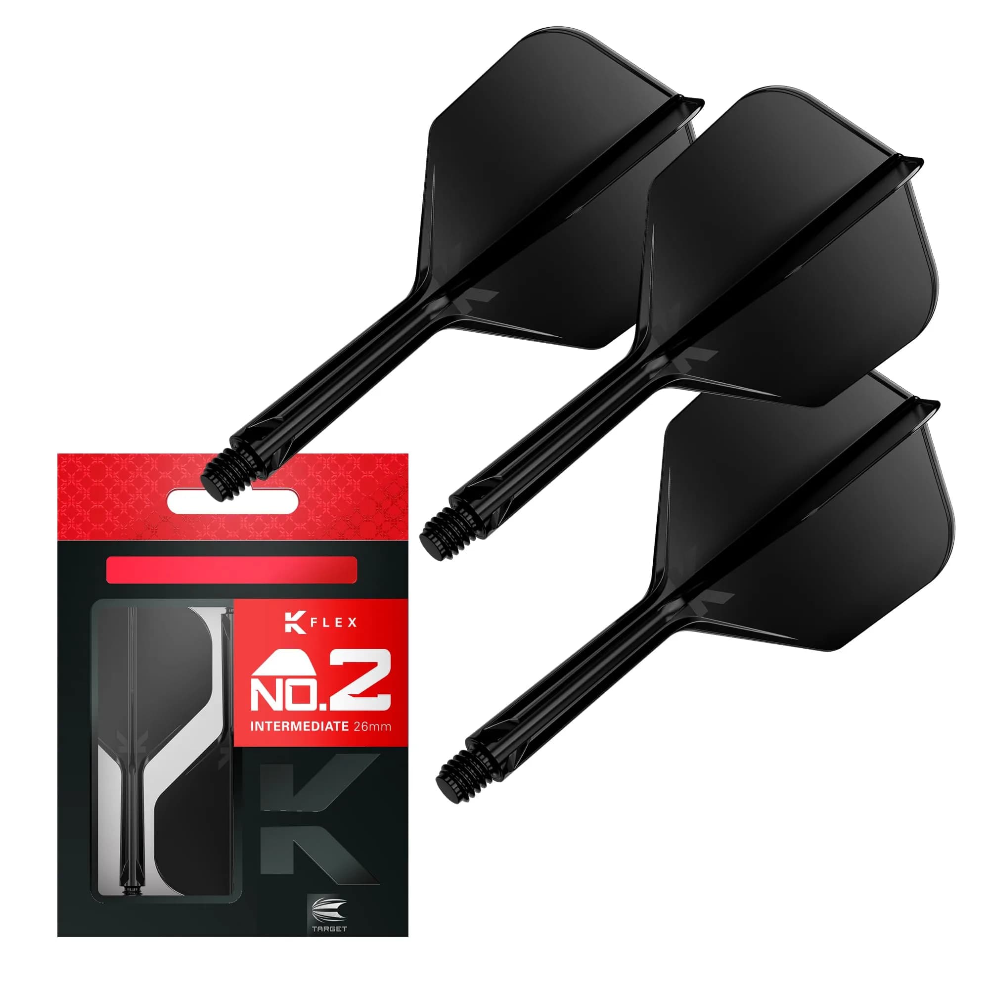Target Darts K-Flex Integrated Dart Flights and Shafts, No.2 Black (Intermediate) | Pack of 3 Professional Dart Accessories - main product image