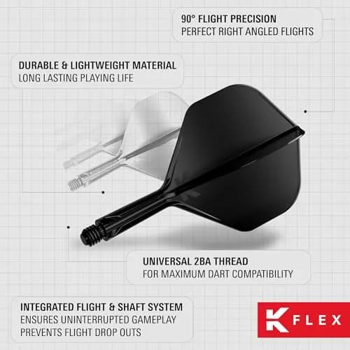 Target Darts K-Flex Integrated Dart Flights and Shafts, No.2 Black (Intermediate) | Pack of 3 Professional Dart Accessories thumbnail 6