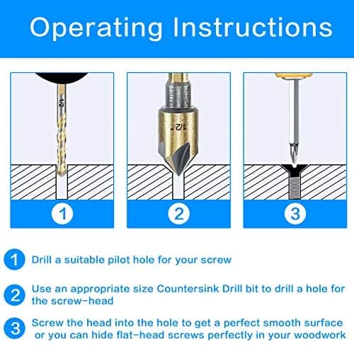 DKIBBITH Countersink Drill Bit Set 5pc 1/4" Hex Shank 82° | Precise, Versatile, Durable thumbnail 3