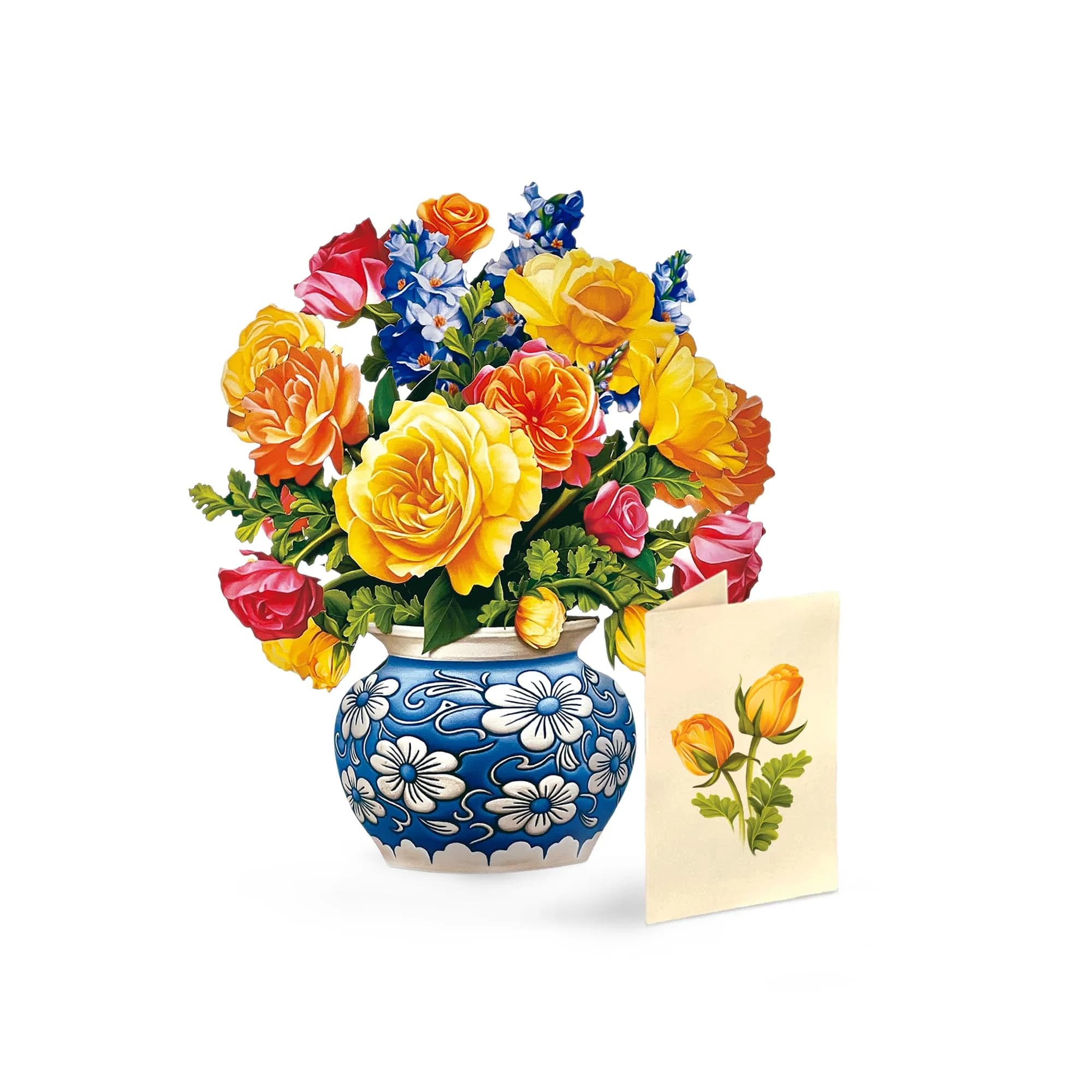 Freshcut Paper Dahlia Sunrise 3D Pop Up Card 14.5 Inch | Greeting Card for Birthdays, Mother's Day, Thank You, Gifts for Mom — Sorbet Roses / Mini