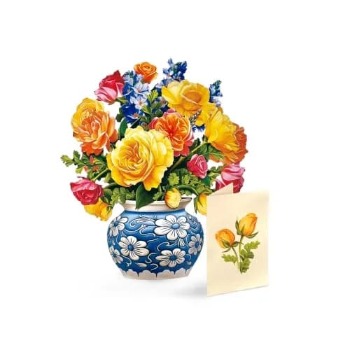 Freshcut Paper Mini Sorbet Roses 5.5” 3D Pop Up Card | Birthday, Thank You, Anniversary, Gifts for Mom, Her | Includes Notecard & Envelope thumbnail 1