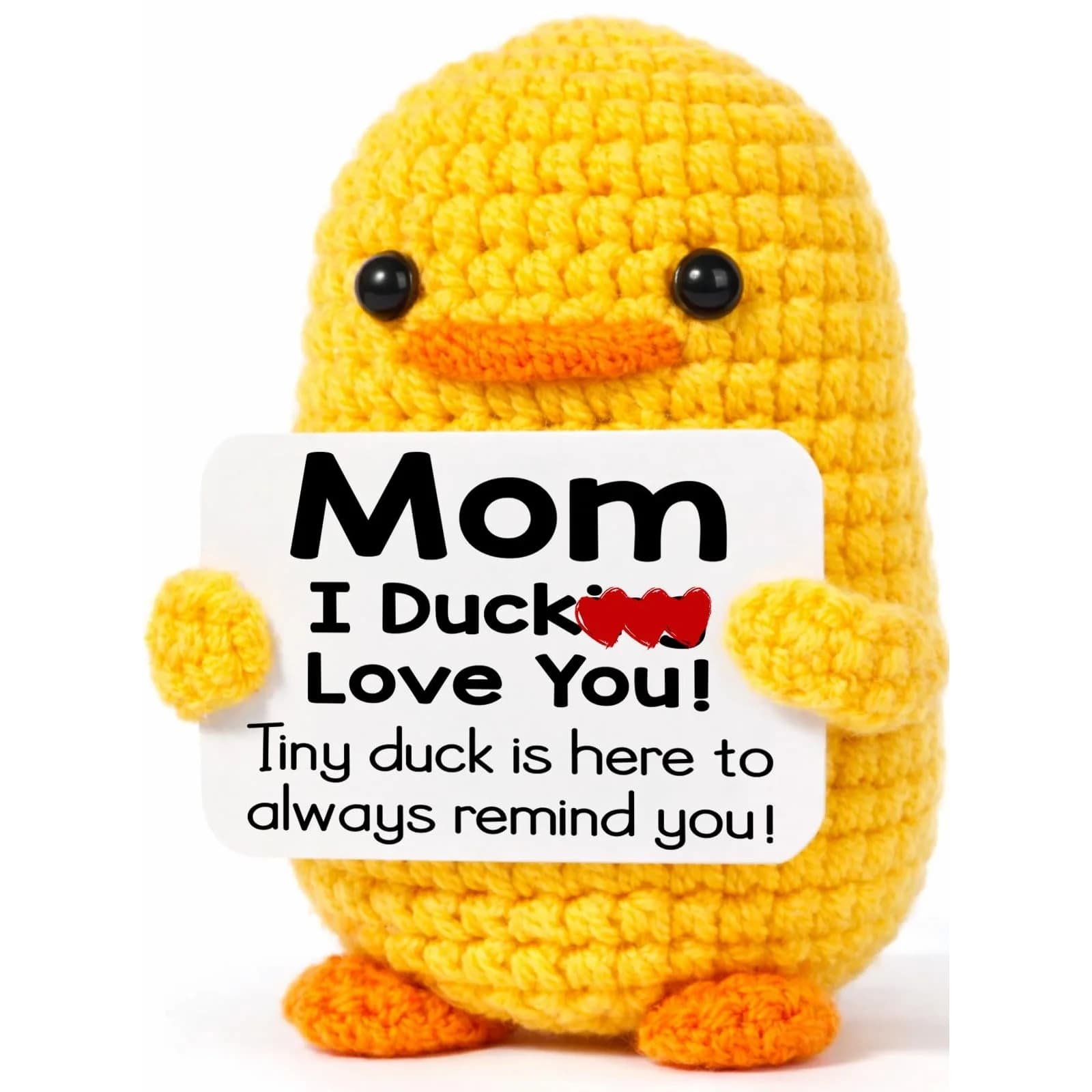 MBL "I Duck Love Mom" Crochet Duck Plush Figure 8 cm (3.14 in) | ASTM-Tested Educational Toy