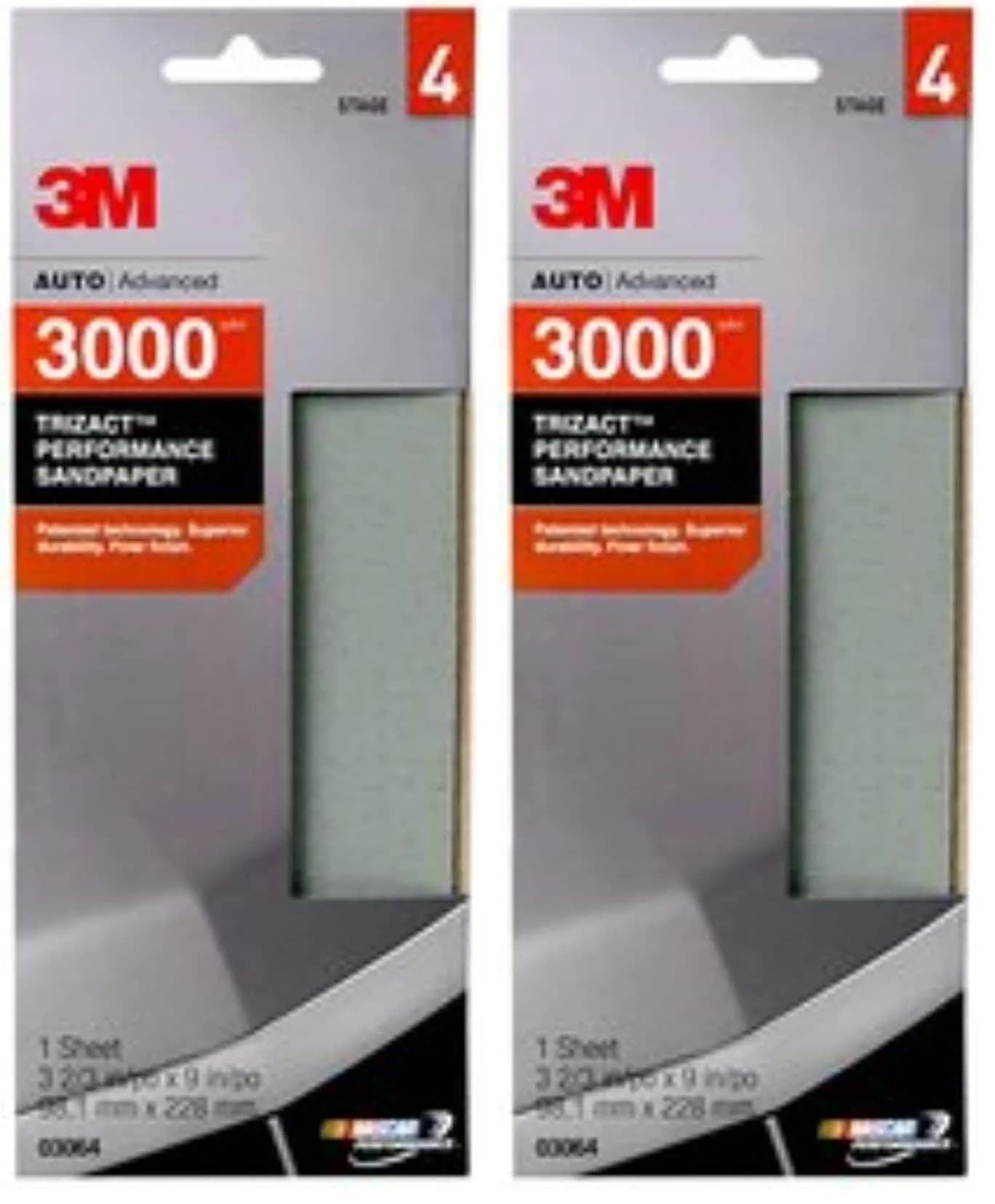 3M Performance 3000 Grit Sandpaper Sheet 8.98 in x 3.66 in (2-Pack) | Polishes Clear Coats for Refined Finishes — Gris