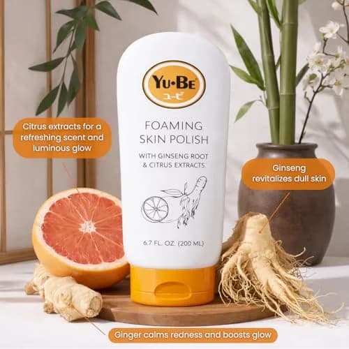 Yu-Be Foaming Skin Polish (Trio): Gentle Japanese Rice Exfoliant to Smooth Dry, Rough Skin | Face & Body Scrub | Nourishes Skin with Ginger Root, Green Tea, & Geranium Oil - 6.75 fl oz x 3 thumbnail 4