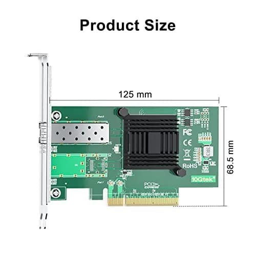 10Gtek 10Gb PCI-E NIC Network Card, Single SFP+ Port, Intel 82599EN Controller, 2-Pack | Supports Windows Server, Linux, VMware thumbnail 4