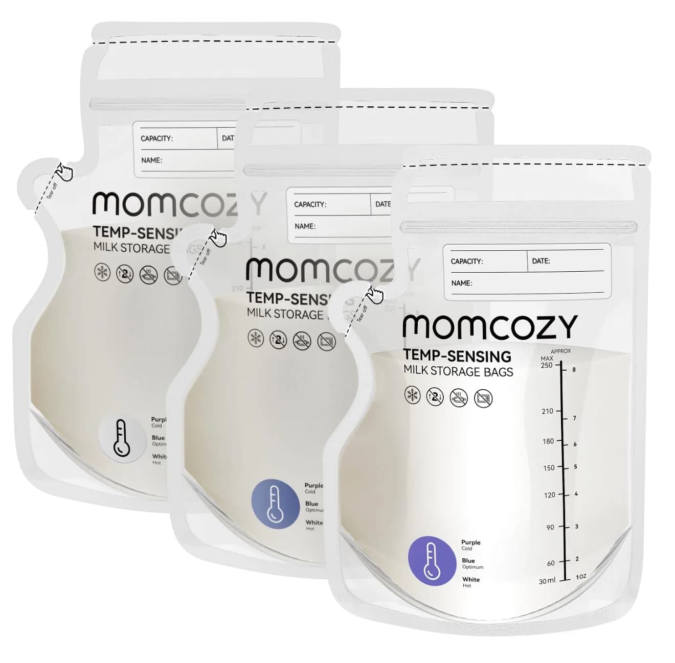 Momcozy 8oz (240ml) Temp-Sensing Breastmilk Storage Bags with Pour Spout, 60 Count | BPA-Free & Leak-Proof — 200PCS