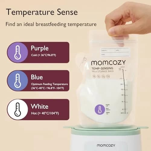 Momcozy 8oz (240ml) Breastmilk Storage Bags, Temp-Sensing & Pour Spout, 200 Count | BPA-Free for Safe Baby Feeding thumbnail 2