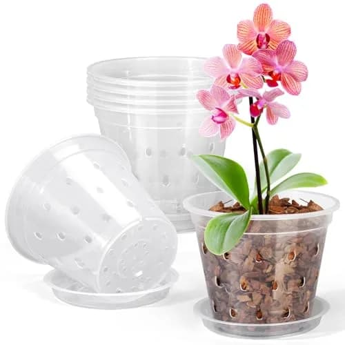 FUIJOL Orchid Pot 4 Inch Clear | Breathable Plastic Planter with Drainage thumbnail 1