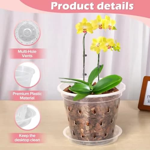 FUIJOL Orchid Pot 4 Inch Clear | Breathable Plastic Planter with Drainage thumbnail 4