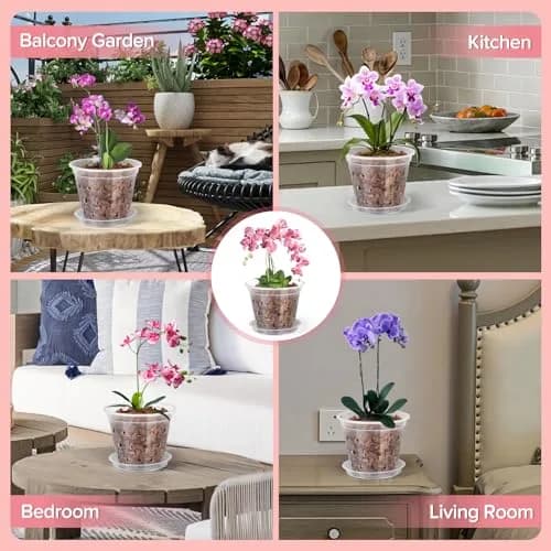 FUIJOL Orchid Pot 4 Inch Clear | Breathable Plastic Planter with Drainage thumbnail 5