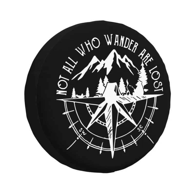 IUSCUST Compass Rose Spare Tire Cover with Backup Camera Hole for Wrangler JL 18" (32"-34" Diameter) | Protects Spare Tire from Elements - main product image