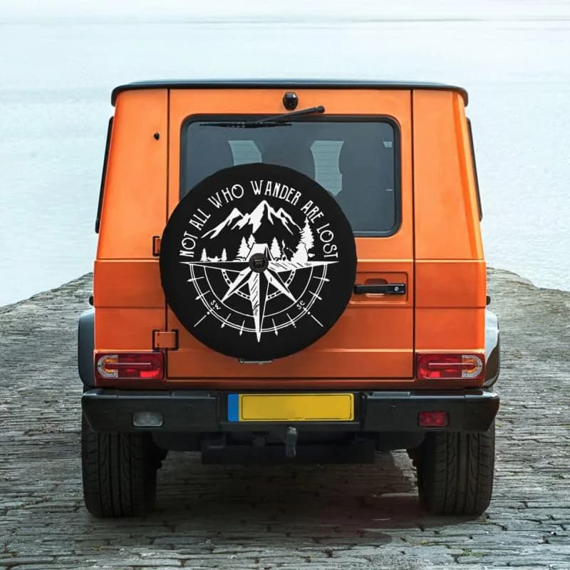IUSCUST Compass Rose Spare Tire Cover with Backup Camera Hole for Wrangler JL 18" (32"-34" Diameter) | Protects Spare Tire from Elements thumbnail 6