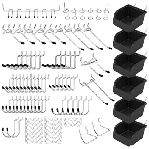 SEDY 121-Piece Pegboard Hooks Set with Bins & Utility Hangers | Black Metal Organizer for Garages & Workshops thumbnail 1