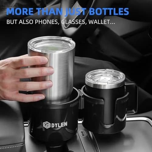 DYLEN 2-in-1 Car Cup Holder Expander with Organizer Tray & Adjustable Base | Black thumbnail 8