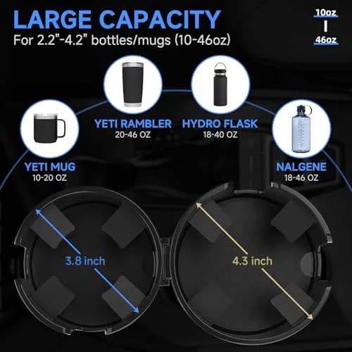 DYLEN 2-in-1 Car Cup Holder Expander with Organizer Tray & Adjustable Base | Black thumbnail 3