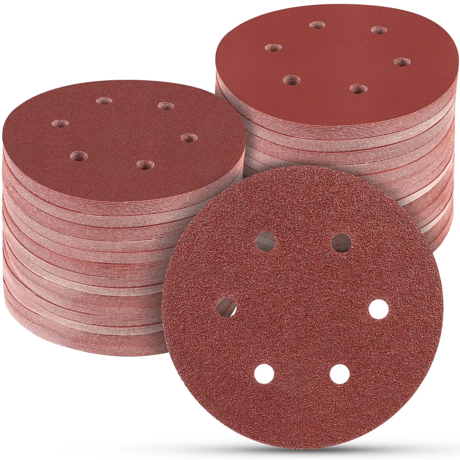 POTUINOM 100 PCS 6 Inch (150mm) Sanding Discs Hook & Loop Aluminum Oxide Grit Assortment | Random Orbital Sander Sandpaper - main product image