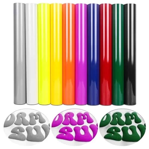 TORC 3D Puff HTV Heat Transfer Vinyl 12" x 10" (30.5cm x 25.4cm) 10-Sheet Pack | Assorted Colors for DIY Apparel thumbnail 1
