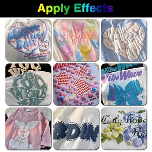 TORC 3D Puff HTV Heat Transfer Vinyl 12" x 10" (30.5cm x 25.4cm) 10-Sheet Pack | Assorted Colors for DIY Apparel thumbnail 3