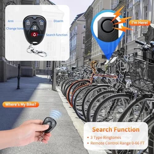 WSDCAM Wireless Bike Alarm with Remote, Rechargeable 113dB Loud Bicycle Alarm System Anti Theft, IP65 Waterproof, 1-Pack thumbnail 5