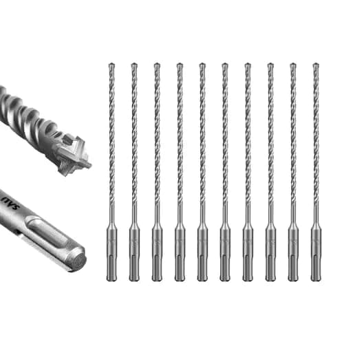 SALI SDS Plus Rotary Hammer Drill Bit Set 10 Pcs 3/16"*8" | 4-Cutter Carbide for Concrete & Brick thumbnail 1