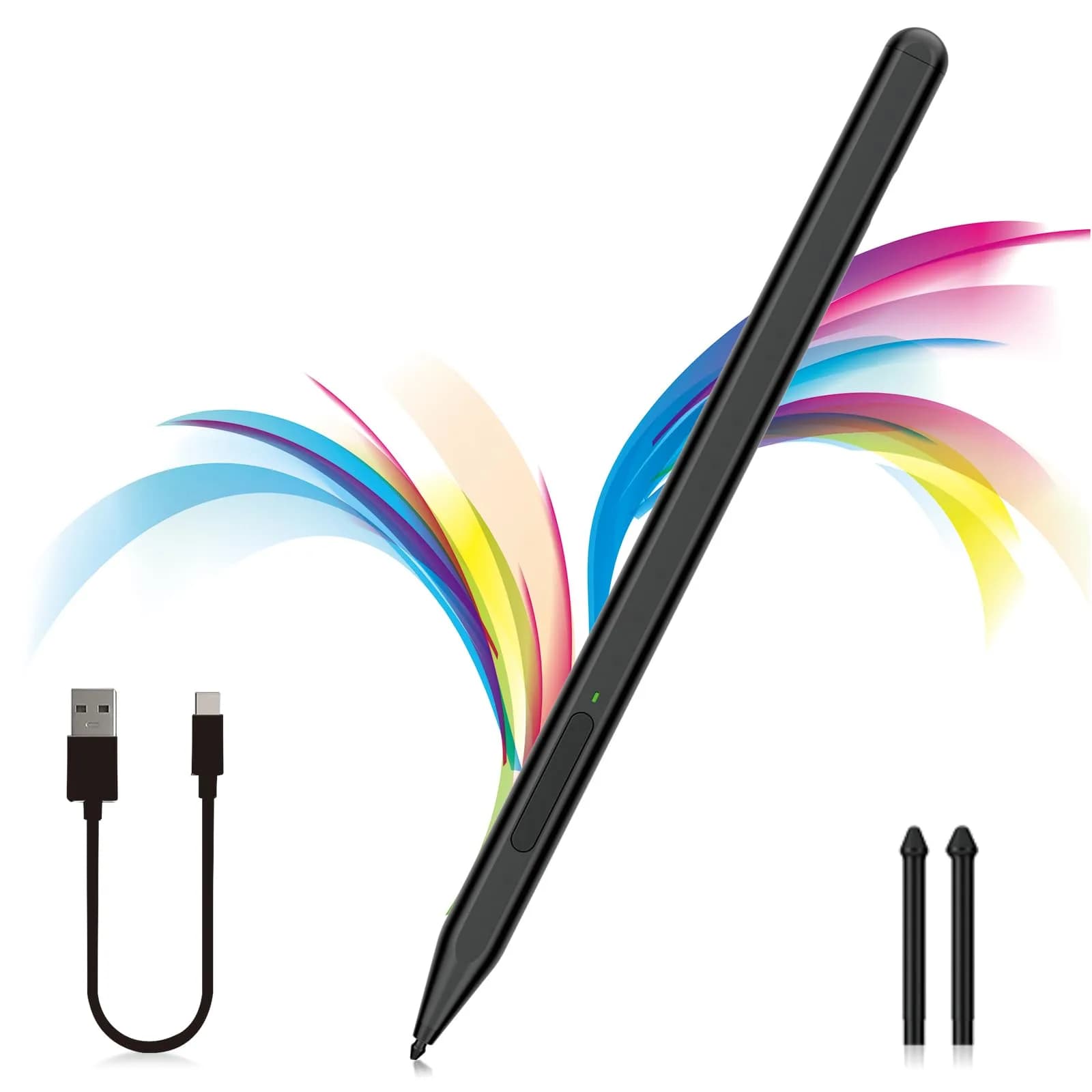 Milikilo Stylus Pen for Microsoft Surface Pro/Go/Laptop/Studio/Book with Eraser, Palm Rejection, Tilt, 1024 Pressure, Blue — Black