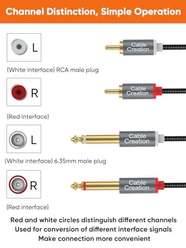 CableCreation Dual 1/4 inch TS to Dual RCA Stereo Audio Interconnect Cable 3FT | Broad Compatibility, Pure Sound, 24-Month Warranty thumbnail 4