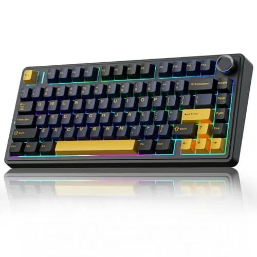 AULA F75 75% Wireless Mechanical Keyboard Hot Swappable Creamy Keyboard Cool Black | RGB Backlit Gaming Keyboard with 4000mAh Battery thumbnail 1
