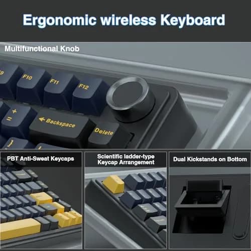 AULA F75 75% Wireless Mechanical Keyboard Hot Swappable Creamy Keyboard Cool Black | RGB Backlit Gaming Keyboard with 4000mAh Battery thumbnail 7