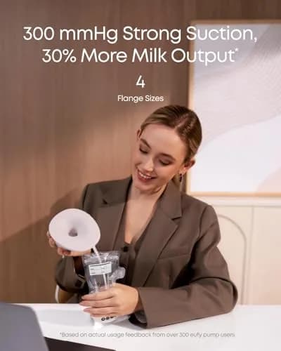 eufy Security Heated Wearable Breast Pump S1 Pro with Charging Case | 300 mmHg Suction, 46dB Quiet, BPA-Free thumbnail 7