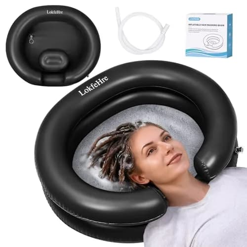 LOKFEHRE Inflatable Shampoo Basin Black | 71cm x 66cm (28" x 26") Ergonomic Neck Support Hair Washing Bowl thumbnail 1
