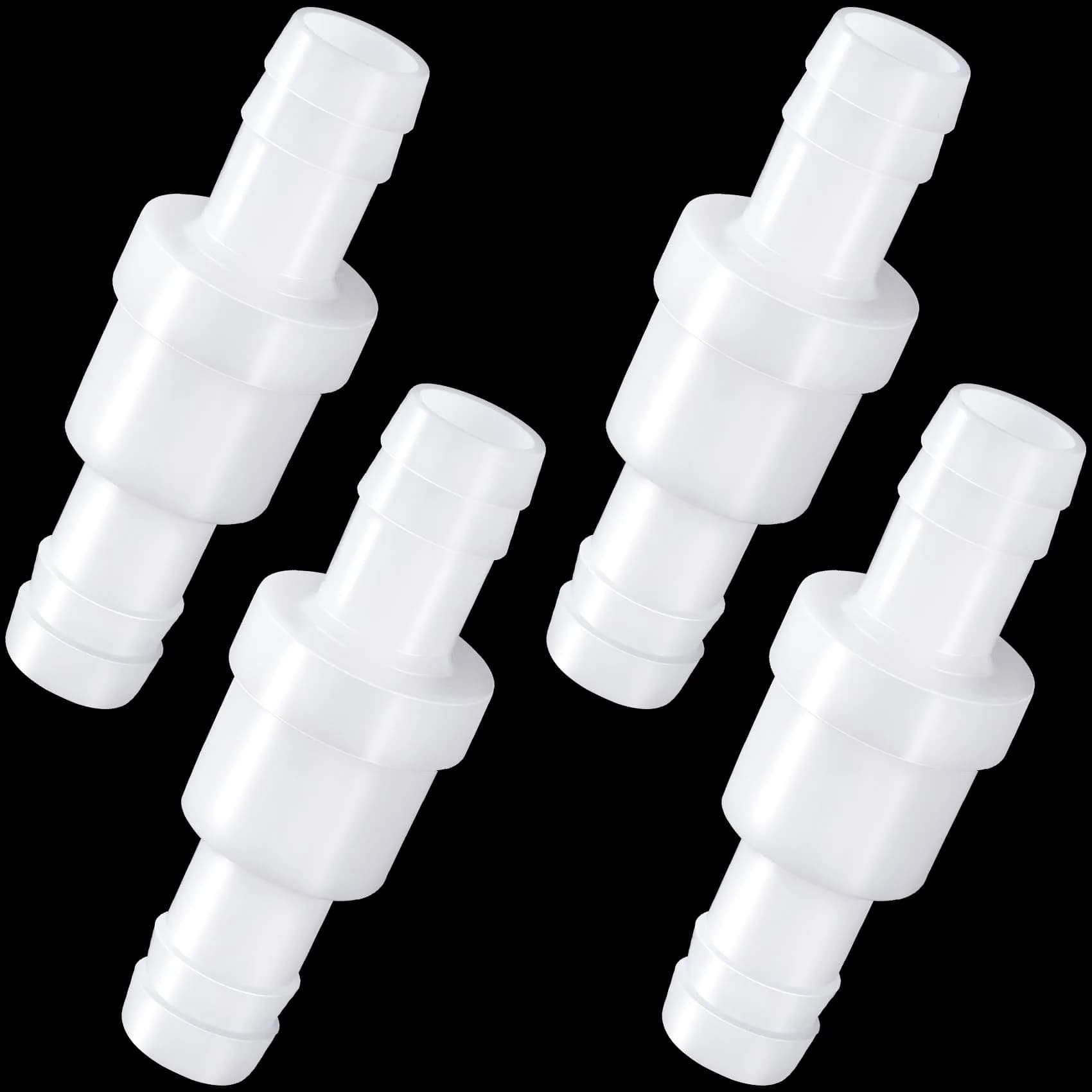 PAGOW 1/4 Inch Check Valve 4 Pack | PVDF Plastic One-Way Barb Hose for Hydraulic & Pneumatic Systems — 4pcs 1/2"
