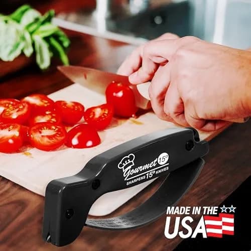 AccuSharp Gourmet Series 15 Degree Knife Sharpener with Diamond-Honed Tungsten Carbide Blades, Black | Hones Serrated & Straight-Edge Knives thumbnail 6