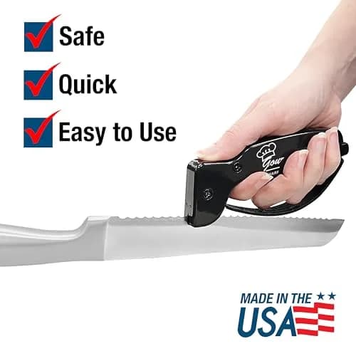 AccuSharp Gourmet Series 15 Degree Knife Sharpener with Diamond-Honed Tungsten Carbide Blades, Black | Hones Serrated & Straight-Edge Knives thumbnail 4