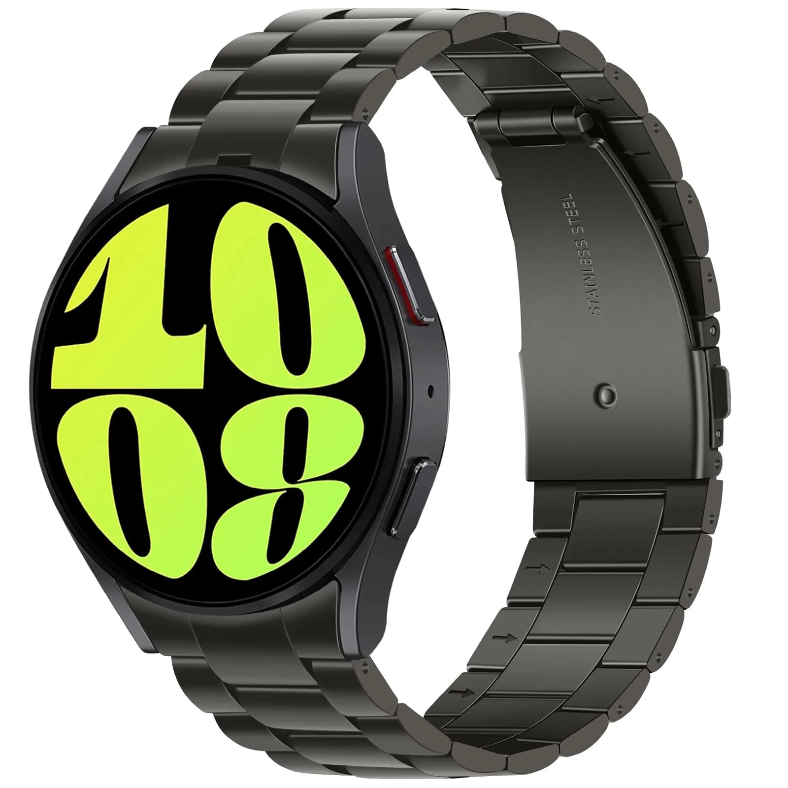 Anlinser No Gap Metal Band Compatible with Samsung Galaxy Watch 7/6/5/4/FE 40mm 44mm Graphite | Stainless Steel Strap