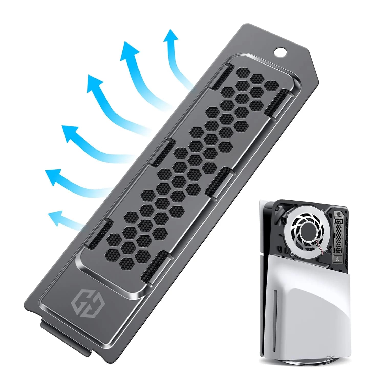 GRAUGEAR Black Metal Heat Dissipation Cover for PS5 Pro/Slim M.2 SSD Expansion Slot | Cooling and Dust Proof (15g)