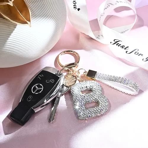 JINGUAZI Bling Initial Letter Keychain Bag Charms for Women (K-white) | Sparkling Diamond Accessory thumbnail 6