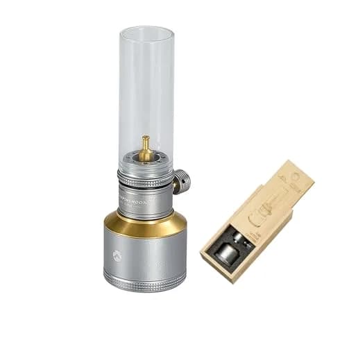 Campingmoon Gas Candle Lantern 15g | Real Flame, Refillable Tank, Wooden Case thumbnail 4