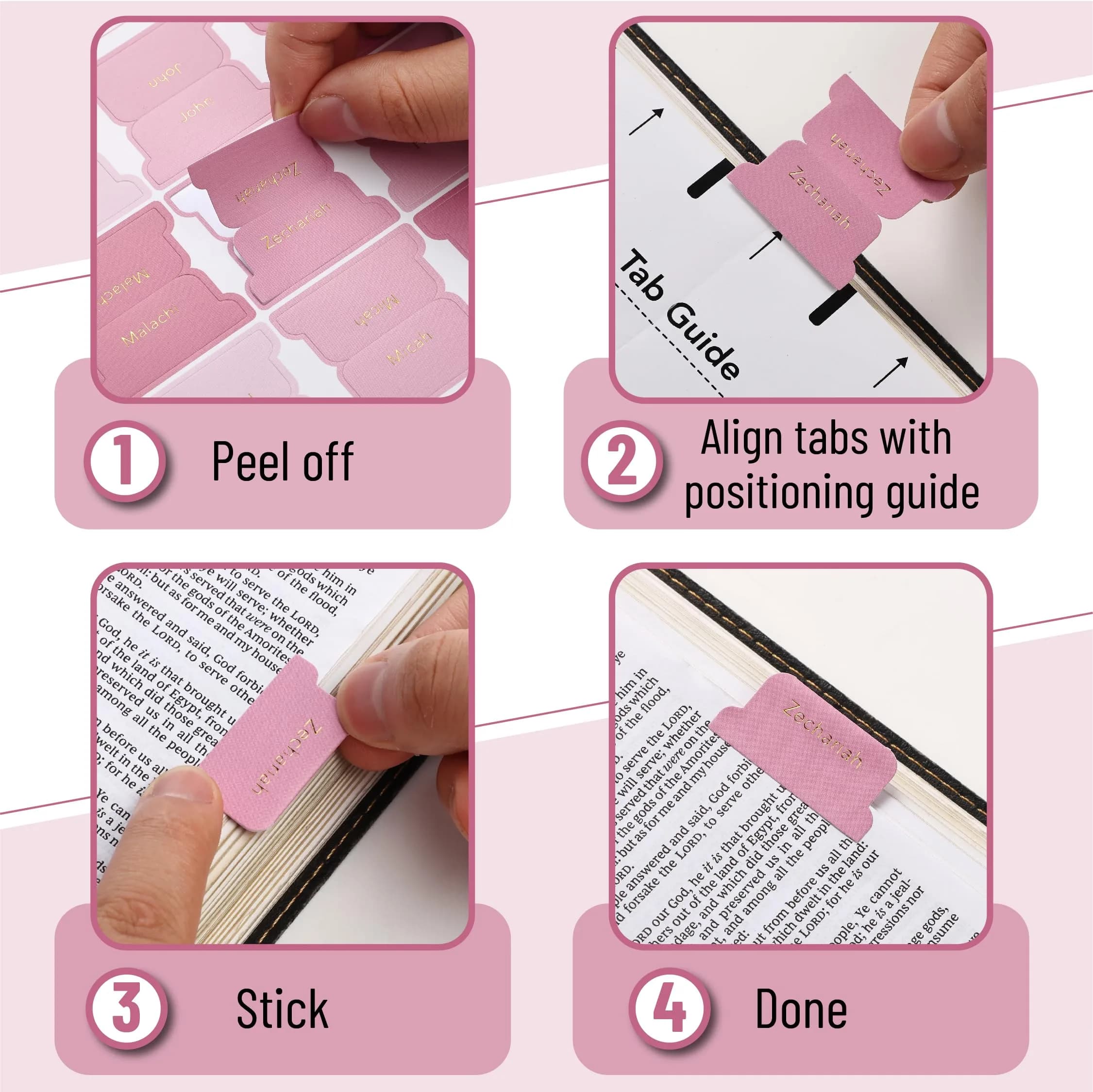 Mr. Pen Pink Plum Orchard Bible Tabs (75 Tabs) | Gold Foil Embossed Lettering for Organized Study thumbnail 3