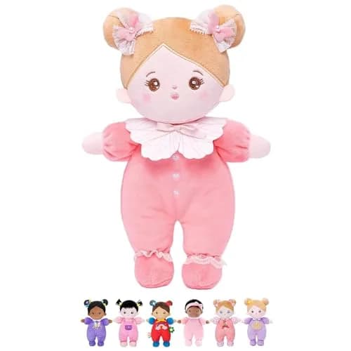 OUOZZZ Soft Plush Baby Doll 10" (25.4 cm) Snuggle Buddy Pink Bow | CPC Certified & CPSIA Tested thumbnail 1