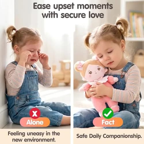 OUOZZZ Soft Plush Baby Doll 10" (25.4 cm) Snuggle Buddy Pink Bow | CPC Certified & CPSIA Tested thumbnail 6